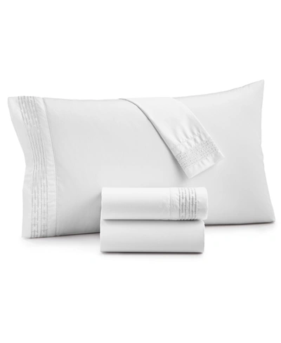 Hotel Collection Chain Links Embroidered 100% Pima Cotton 4-pc. Sheet Set, Queen, Created For Macy's In White