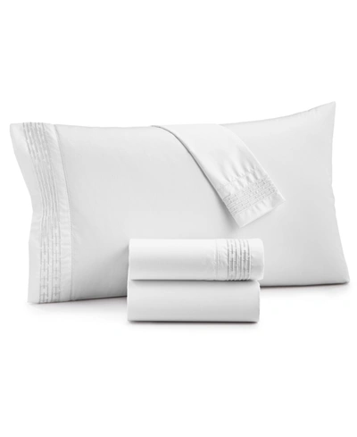 Hotel Collection Chain Links Embroidered 100% Pima Cotton 4-pc. Sheet Set, Queen, Exclusively At Macy's In White