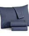 LACOSTE HOME SOLID COTTON PERCALE SHEET SET, FULL