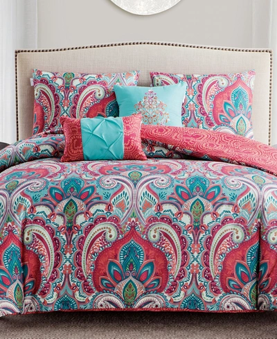 Vcny Home Casa Real Damask Reversible 4 Piece Comforter Set, Full/queen In Multi