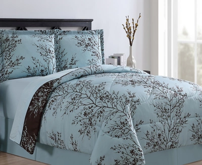 Vcny Home Leaf 8 Piece Comforter Set, King In Blue