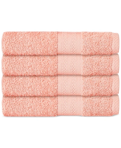 Sunham Soft Spun Cotton 4-pc. Hand Towel Set Bedding In Light Coral