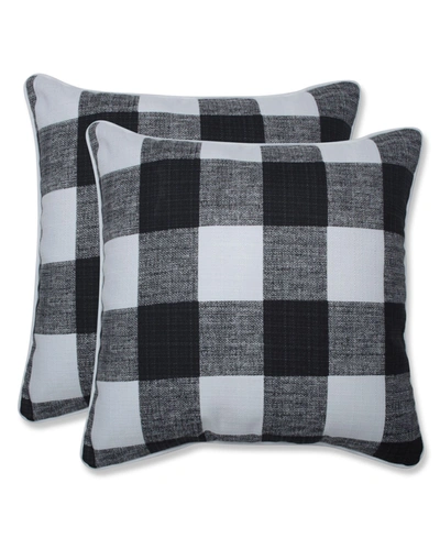 Pillow Perfect Anderson Check 16" X 16" Outdoor Decorative Pillow 2-pack In Black