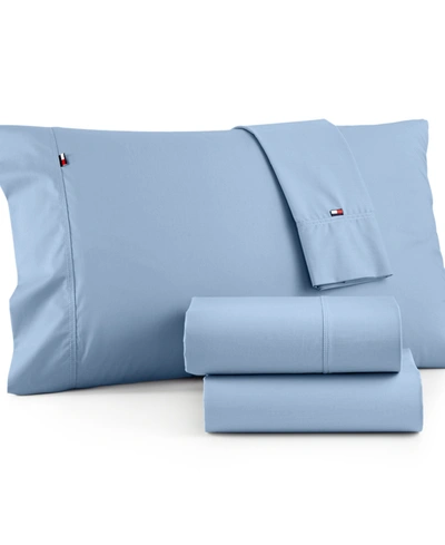 Tommy Hilfiger Solid Core King Sheet Set Bedding In Light Blue