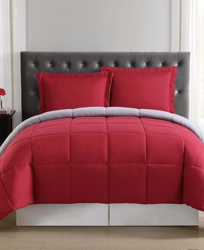 Truly Soft Everyday Reversible Full/queen 3-pc. Comforter Set In Red And Grey