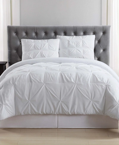 Truly Soft Pleated White Comforter Set In Ivory