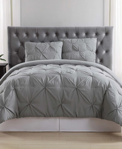 Truly Soft Pleated Twin Duvet Set Bedding In Grey