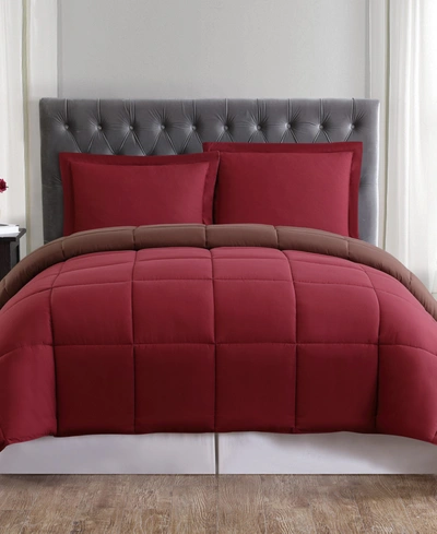Truly Soft Everyday Reversible Full/queen 3-pc. Comforter Set Bedding In Red And Grey