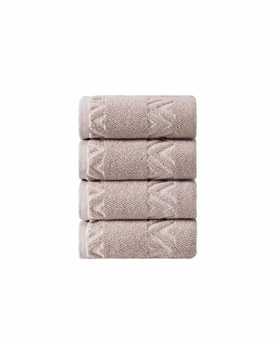 Ozan Premium Home Turkish Cotton Sovrano Collection Luxury Hand Towels, Set Of 4 In Latte