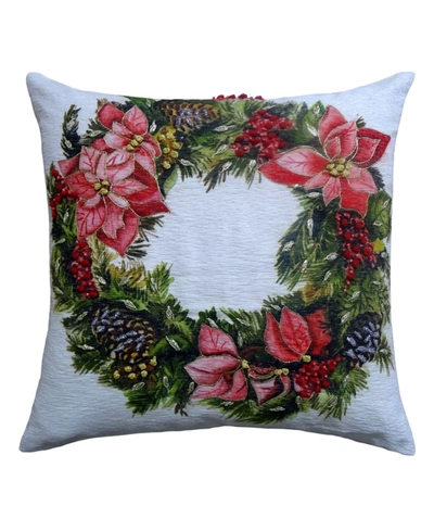 Chicos Home Christmas Wreath Decorative Pillow,20" X 20" In Multi