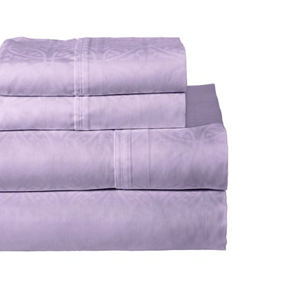 Pointehaven Printed 300 Thread Count Cotton Sateen 4-pc. Sheet Sets, California King In Lavender