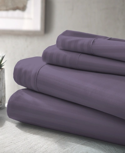 Ienjoy Home Expressed In Embossed By The Home Collection Striped 4 Piece Bed Sheet Set, California King In Purple Striped