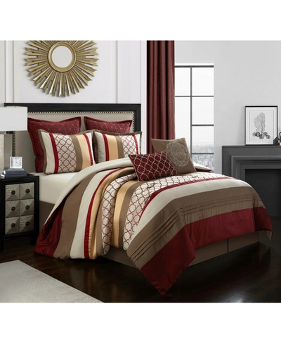 Nanshing Sydney 8-piece Queen Comforter Set Bedding In Red