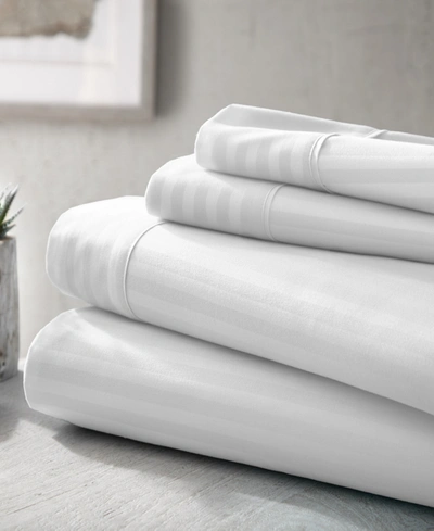 Ienjoy Home Expressed In Embossed Striped 4-pc. Sheet Set, Queen In White Striped