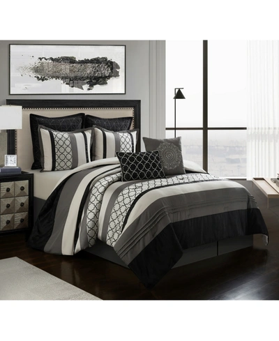 Nanshing Sydney 8-piece California King Comforter Set Bedding In Black