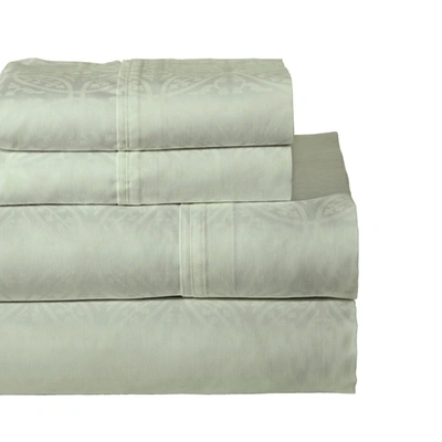 Pointehaven Printed 300 Thread Count Cotton Sateen 4-pc. Sheet Sets, California King In Sage