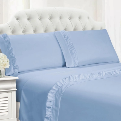 Cathay Home Inc. Ruffle Hem Full 4 Pc Sheet Set Bedding In Blue Bell