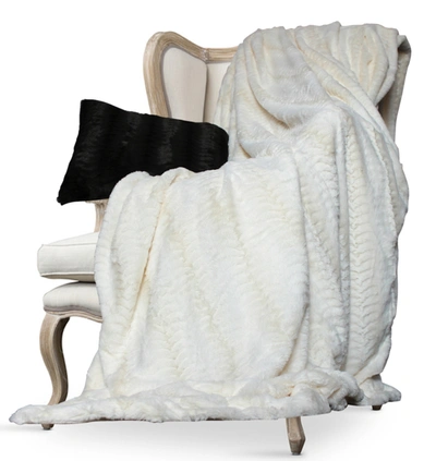 Cathay Home Inc. Luxe Embossed Micro Mink King Faux Fur Blanket In Cream