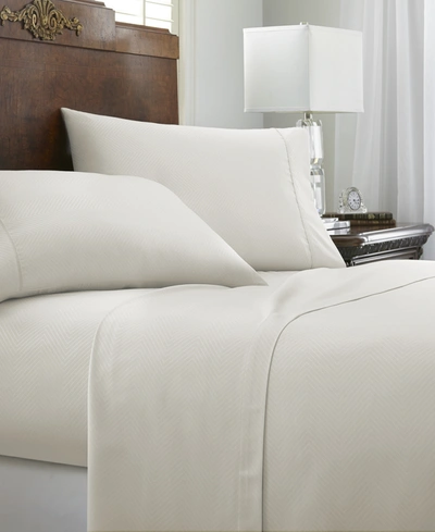 Ienjoy Home Expressed In Embossed By The Home Collection Checkered 4 Piece Bed Sheet Set, Queen In Ivory Chevron