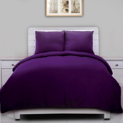 Lotus Home Water And Stain Resistant Microfiber Duvet Cover Mini Set In Purple