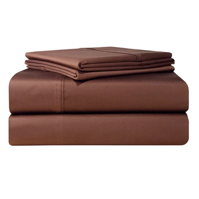 Pointehaven Solid Extra Deep 500 Thread Count Sateen 4-pc. Sheet Set, California King In Chocolate