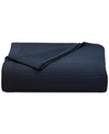 Nautica Baird Solid Cotton Dobby Reversible Blanket, Full/queen Bedding In Navy