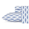 NAUTICA WOODBLOCK FISH COTTON PERCALE 3-PIECE SHEET SET, TWIN XL