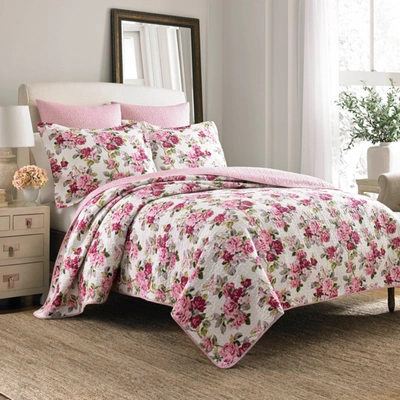 Laura Ashley Lidia Quilt Set, Twin In Multi Pink