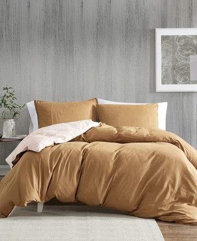 Kenneth Cole New York Closeout!  Nila Reversible Duvet Cover Set, 2 Piece, Twin Bedding In Camel/pale Rose