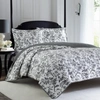 Laura Ashley Saltwater Reversible Quilt Set Bedding In Black/white