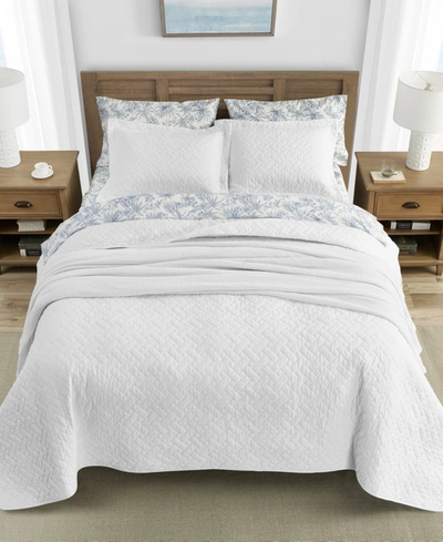 Tommy Bahama Home Tommy Bahama Solid White Reversible 2-piece Twin Quilt Set Bedding In Grey