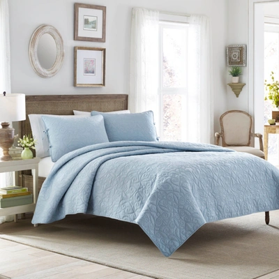 Laura Ashley Felicity Cotton Reversible 2 Piece Quilt Set, Twin In Breeze Blue