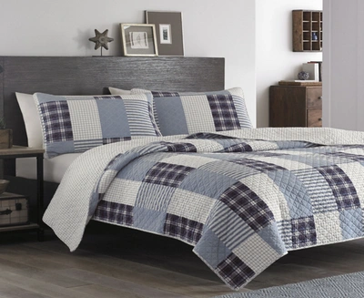 Eddie Bauer Camano Island Plaid Purple Reversible 3-piece Full/queen Quilt Set In Plum Wine