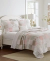 Laura Ashley Celina Patchwork 3-pc. Quilt Set, Full/queen Bedding In Pink/sage