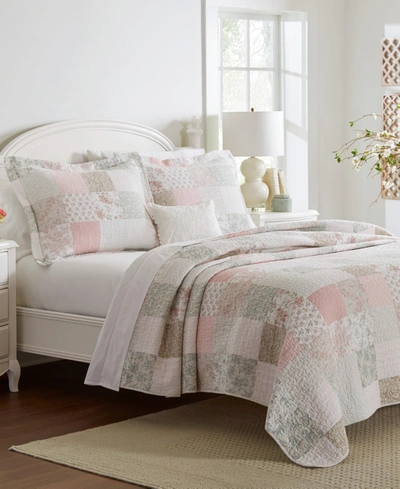 Laura Ashley Celina Patchwork 3-pc. Quilt Set, Full/queen Bedding In Pink