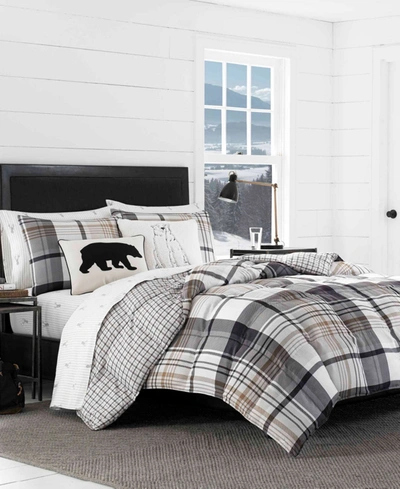 Eddie Bauer Normandy Plaid Comforter Set, King In Black