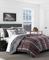 Eddie Bauer Willow Plaid Microsuede Down Alt Reversible Comforter Set, King Bedding In Dark Grey