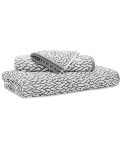 Ralph Lauren Sanders Basketweave Antimicrobial Hand Towel, 16" X 30" In Pewter Grey
