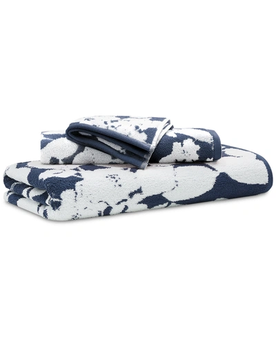 Ralph Lauren Sanders Floral Antimicrobial Cotton Bath Towel, 30" X 56" Bedding In Club Navy