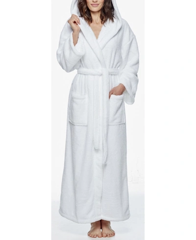 Arus Hooded Full Ankle Length Premium Fleece Bathrobe Bedding In White