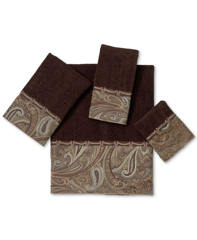 Avanti Bradford Paisley Swirls Cotton Fingertip Towel, 11" X 18" In Java