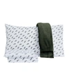 JESSICA SANDERS HOLIDAY MICROFIBER 5 PC KING SHEET SET WITH THROW BEDDING