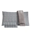 JESSICA SANDERS HOLIDAY MICROFIBER 5 PC QUEEN SHEET SET WITH THROW BEDDING