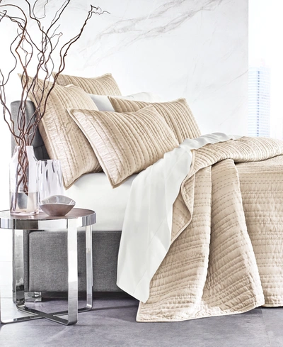 Hotel Collection Closeout!  Variegated Stripe Velvet Coverlet Set, King, Created For Macy's In Dune