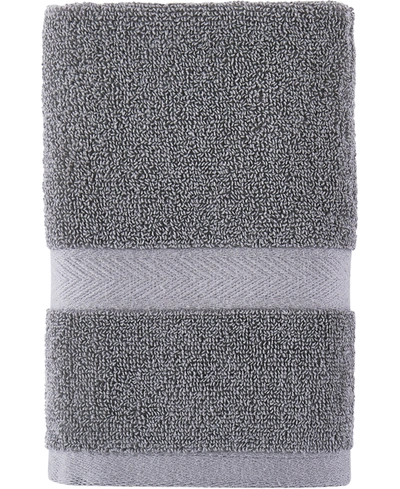 Tommy Hilfiger Modern American Solid Cotton Hand Towel, 16" X 26" In Grey Violet