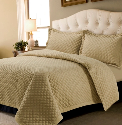 Tribeca Living Brisbane Microfiber Solid Oversized King Quilt Set In White