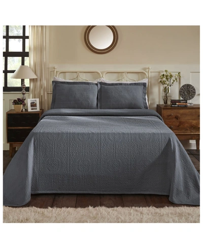 Superior 100% Cotton Fleur De Lis Medallion All-season 2-piece Coverlet Set, Twin In Gray