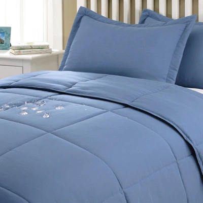 Lotus Home Water And Stain Resistant Microfiber Comforter Mini Set Bedding In Blue