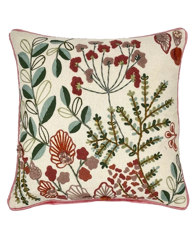 Mod Lifestyles Botanical Harvest Embroidery Pillow, 18" Square In Multi