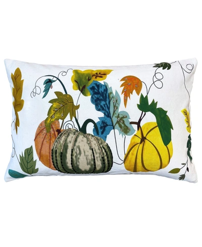 Mod Lifestyles Fall Pumpkins Embroidery Harvest Decorative Pillow, 14" X 22" In Multi